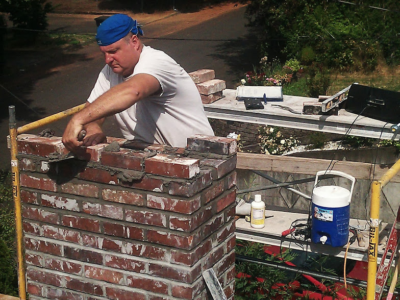 Chimney being rebuilt